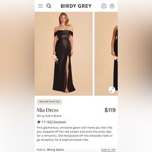 Birdy Grey “Mia” Dress in Shiny Satin Black